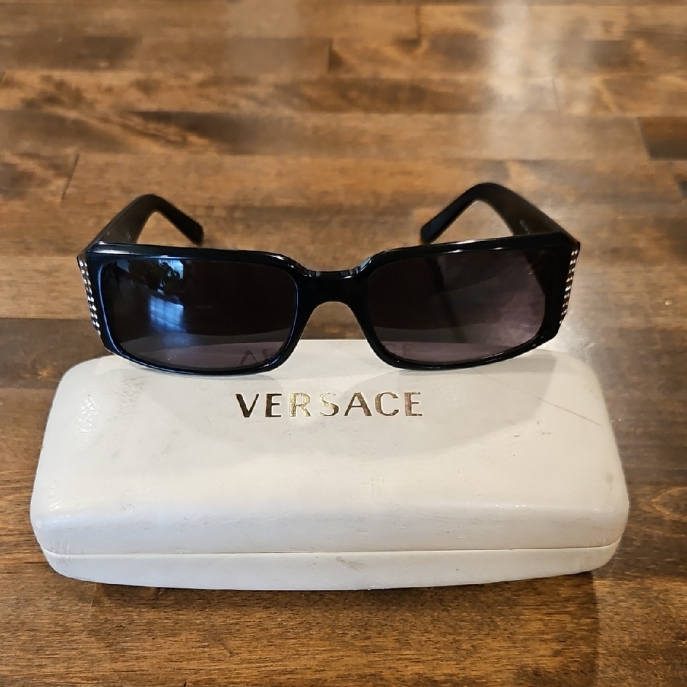 Versace Black Sunglasses with Silver Accents